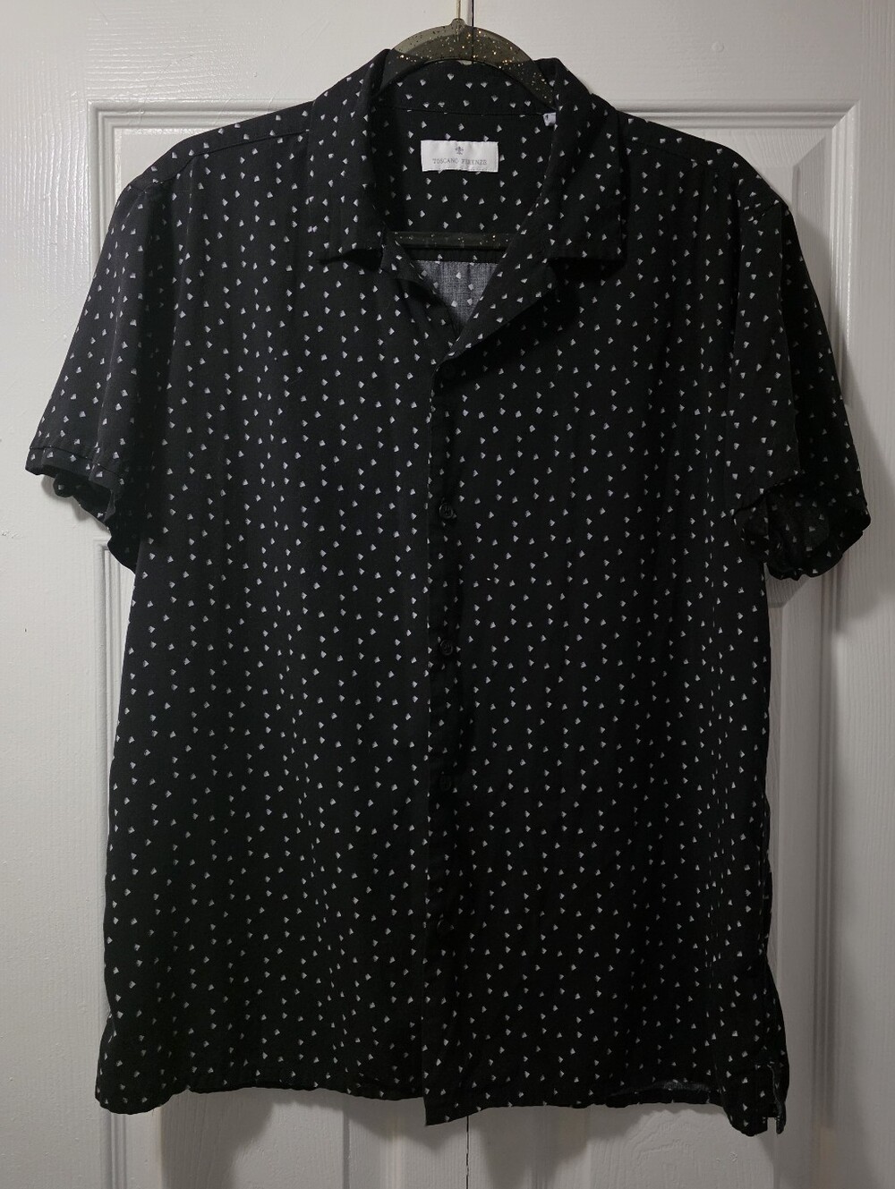 Toscano Firenze Short Sleeve Black Button Down Size L